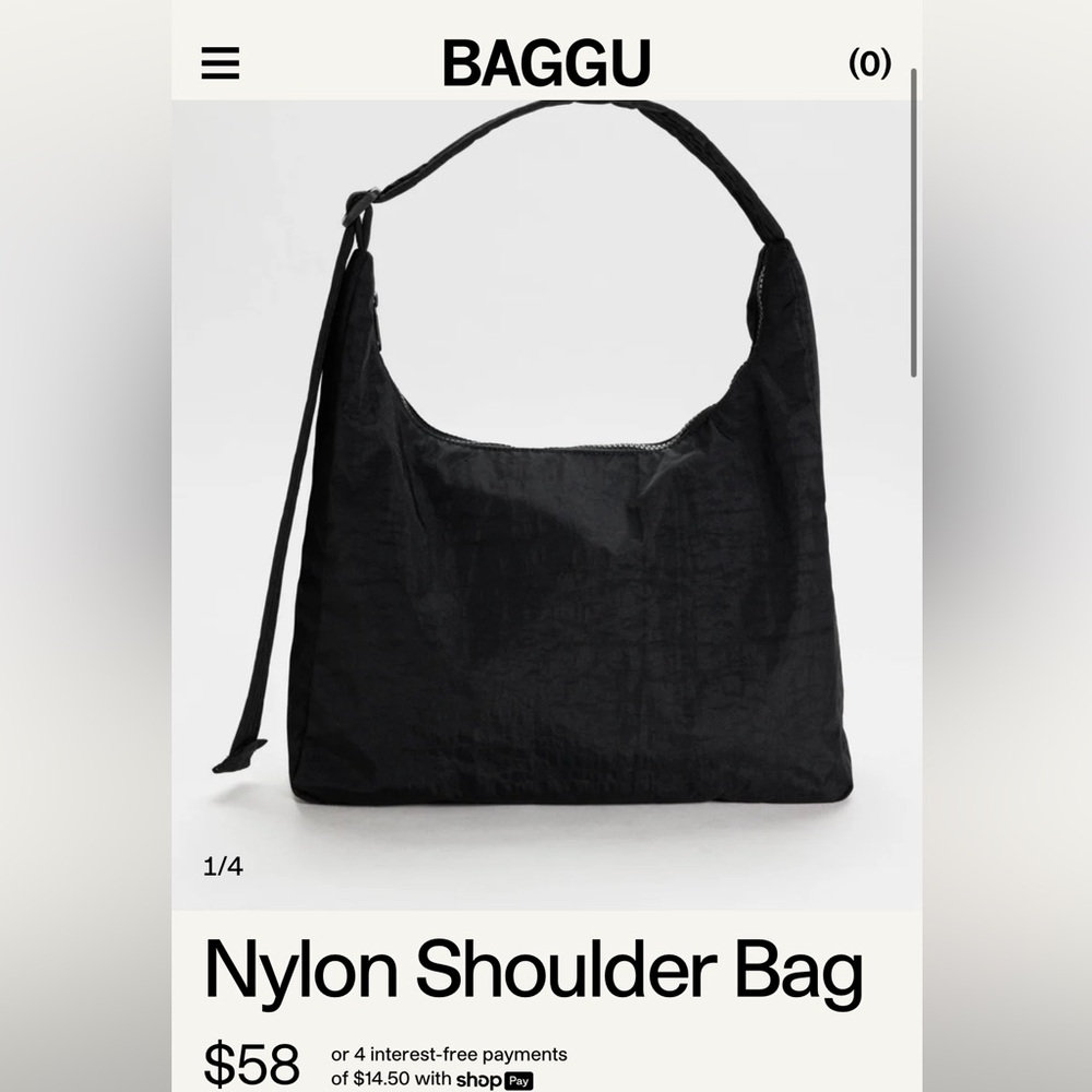 BAGGU Classic Black Nylon Shoulder Bag